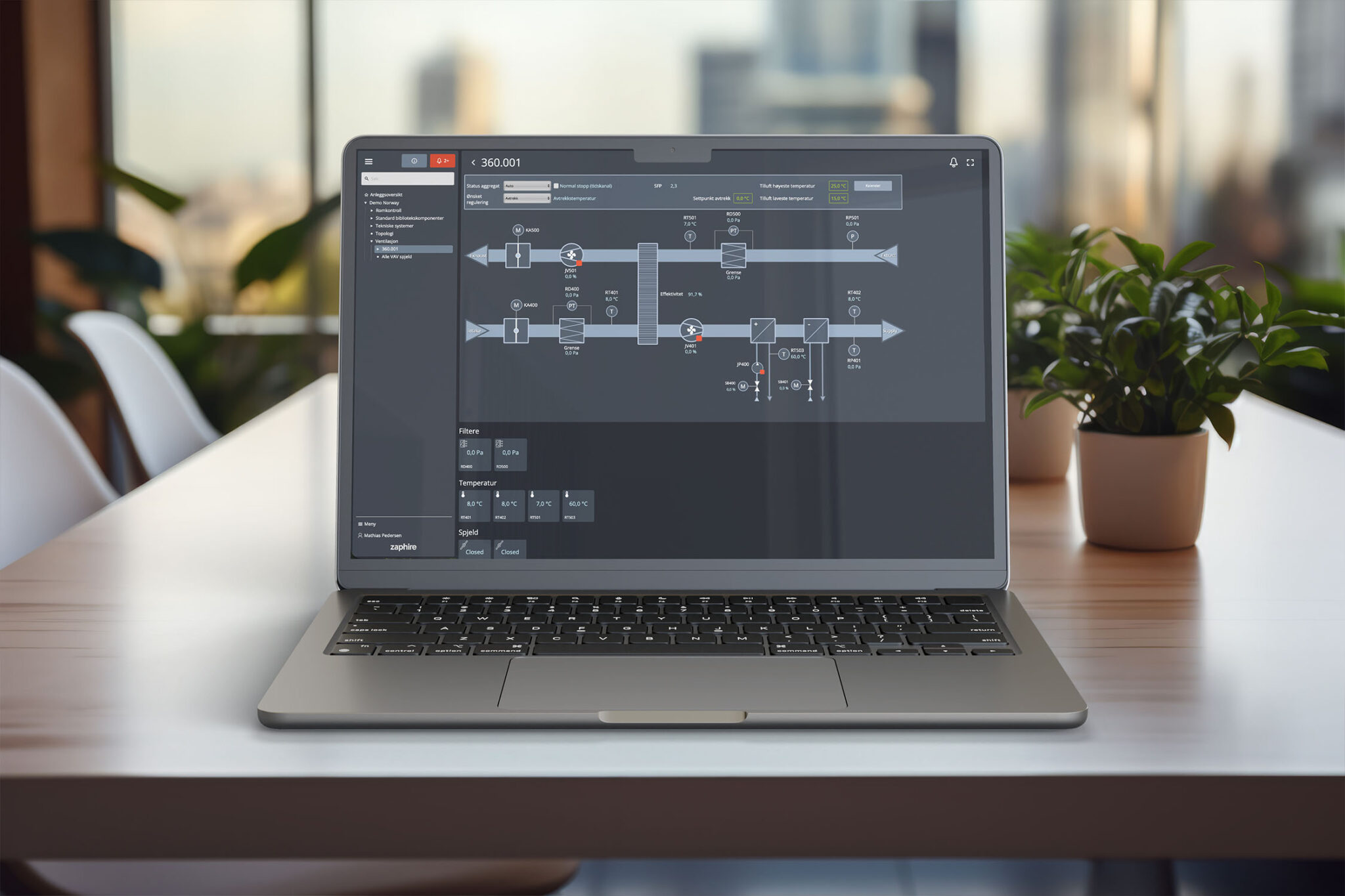 Zaphire Building Automation System dashboard