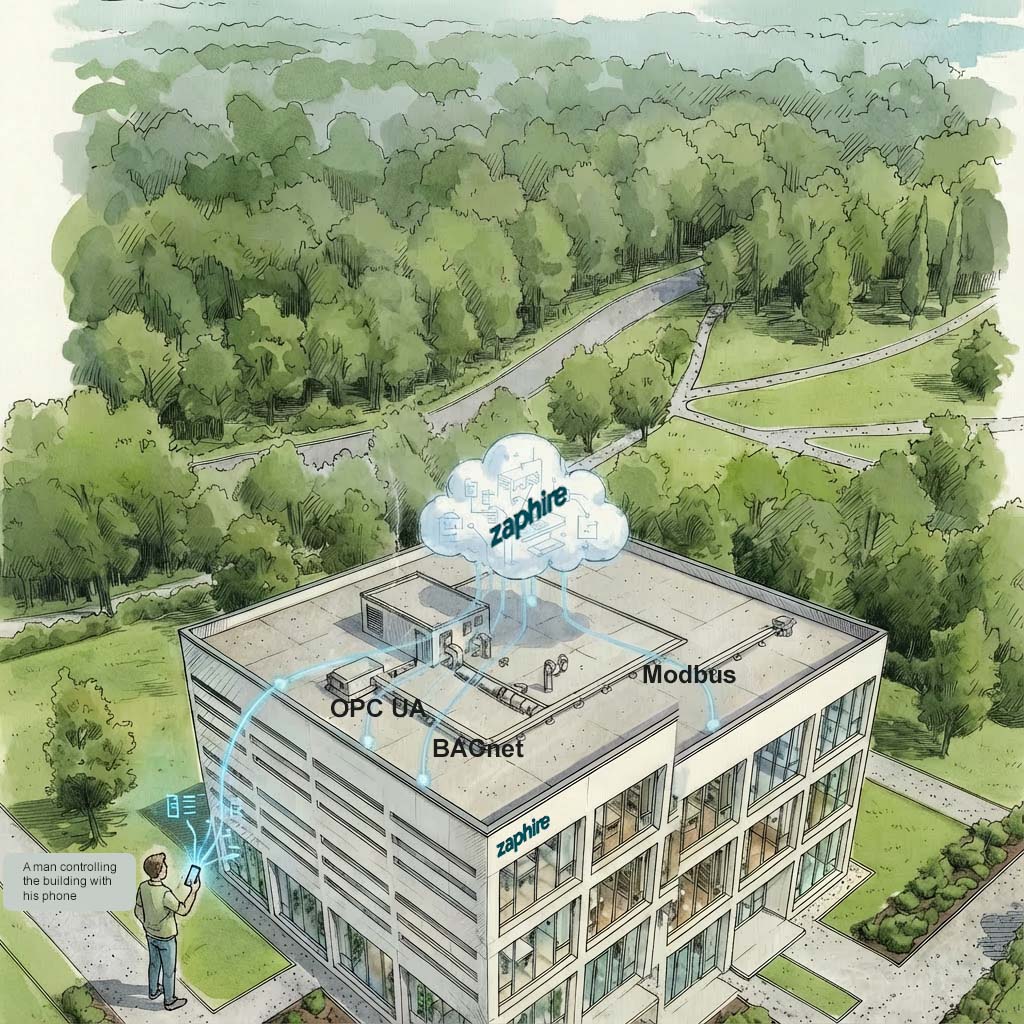 Zaphire use BACnet, Modbus etc. to connect with the buildings components